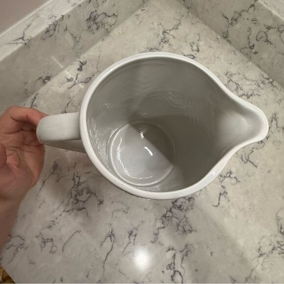 Textured White Pitcher with Tan Base could be Hearth & Handby MAGNOLIA - Picture 4 of 8